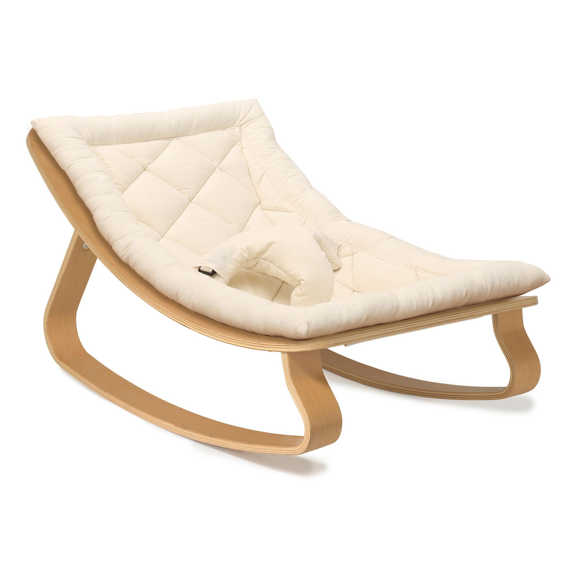 Levo Baby Bouncer - Beech & Ecru Organic Cotton Cushion | Ecru | Smallable