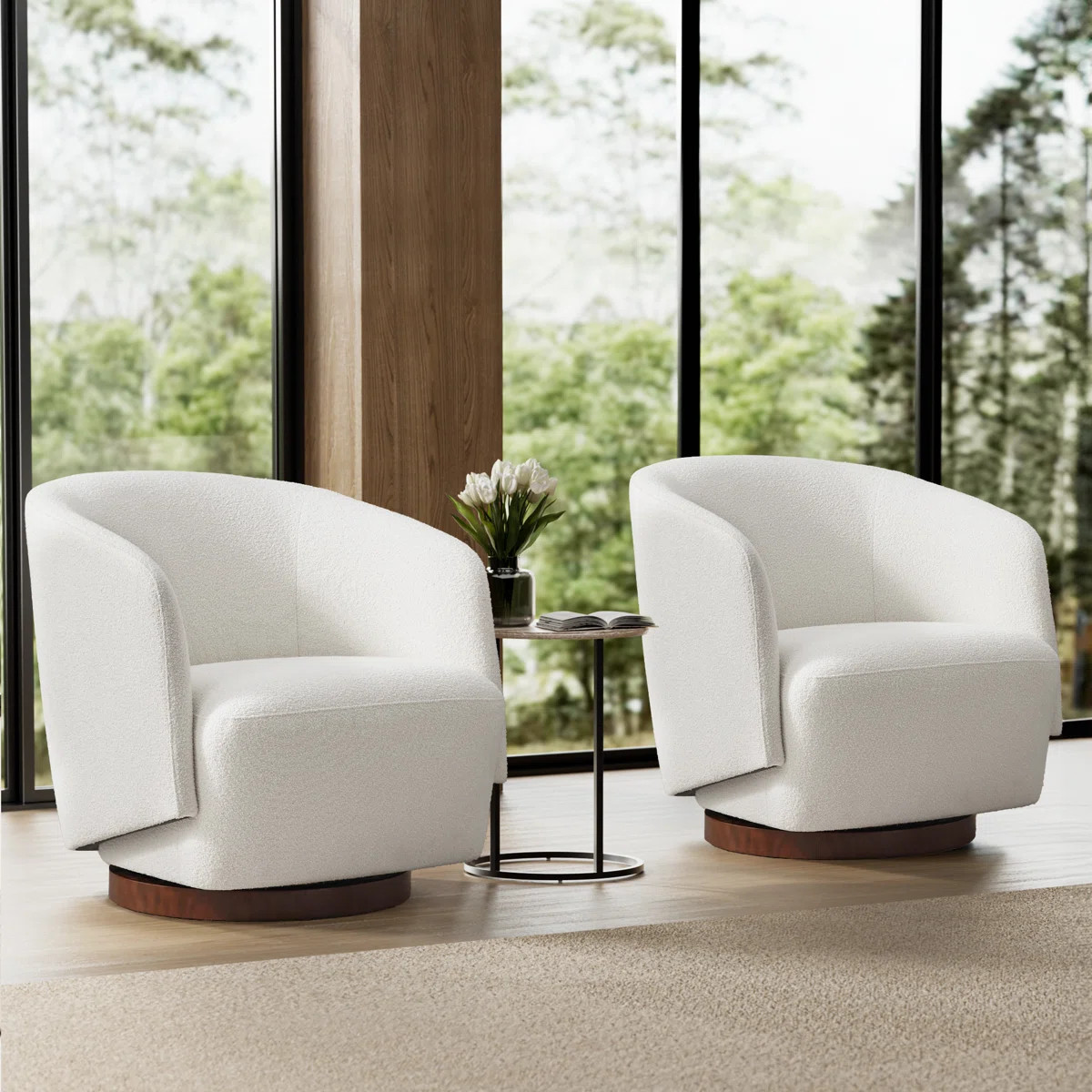 Wade Logan\u00ae Caysey Boucle Upholstered Swivel Accent Chair(Set Of 2) & Reviews | Wayfair | Wayfair North America