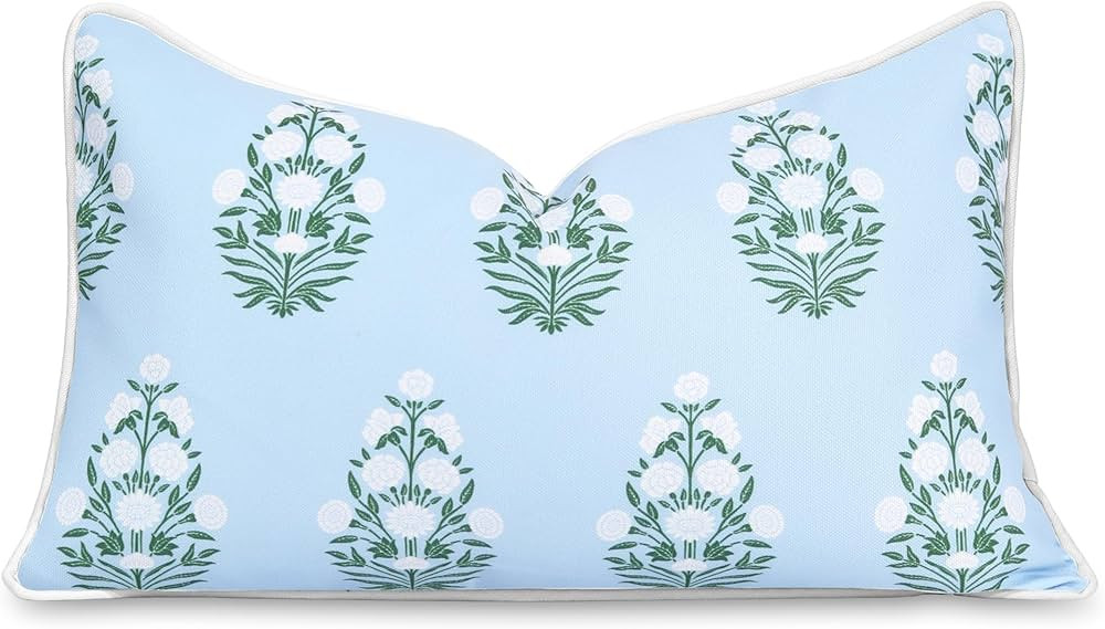 Hofdeco Premium Coastal Patio Indoor Outdoor Lumbar Pillow Cover Only, 12"x20" Water Repellent fo... | Amazon (US)
