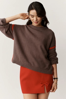 Maeve Long-Sleeve Crew-Neck Whipstitch Sweater | Anthropologie (US)
