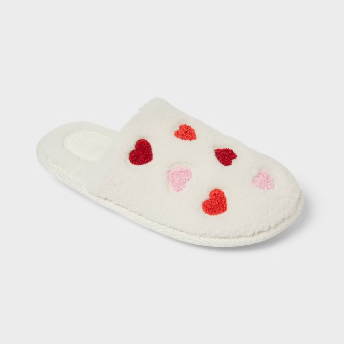 Kids' Pippa Tossed Hearts Scuff Slipper - Cat & Jack™ Ivory | Target