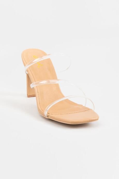 Qupid Kaylee Strappy Slip On Heels - Clear | Francesca’s Collections