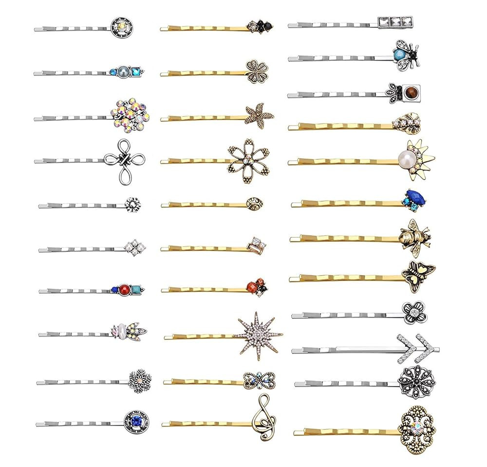 10 Pcs Vintage Alloy Mixed Hair Bobby Pins for girls Hair Clips Barrettes for women NO REPEAT RAN... | Amazon (US)