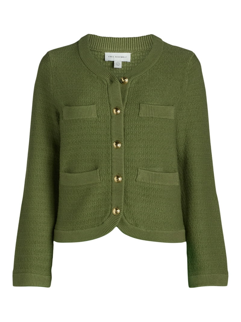 Free Assembly Women\u2019s Welt Pocket Cardigan Sweater, Lightweight, Sizes XS-XXL | Walmart (US)