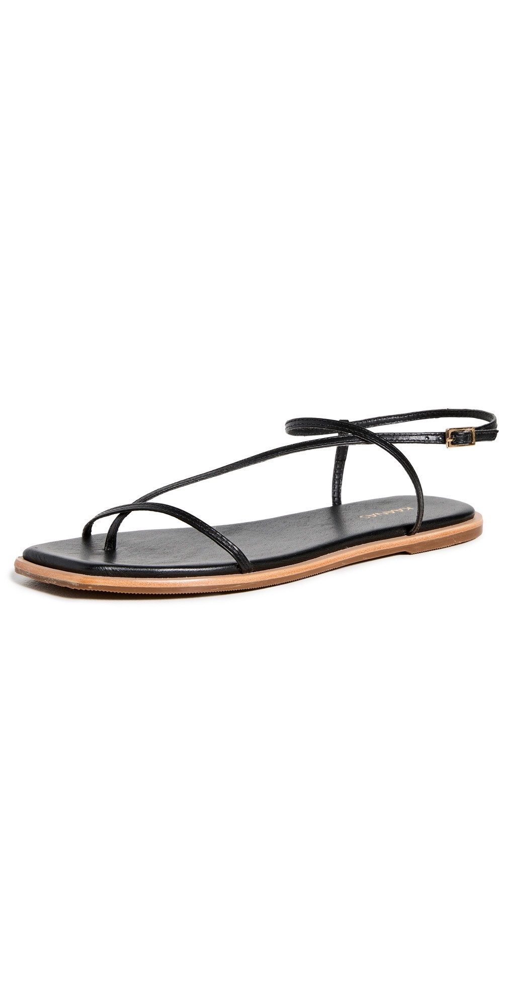 KAANAS Alayta Square Toe Naked Sandals Black 8 | Shopbop