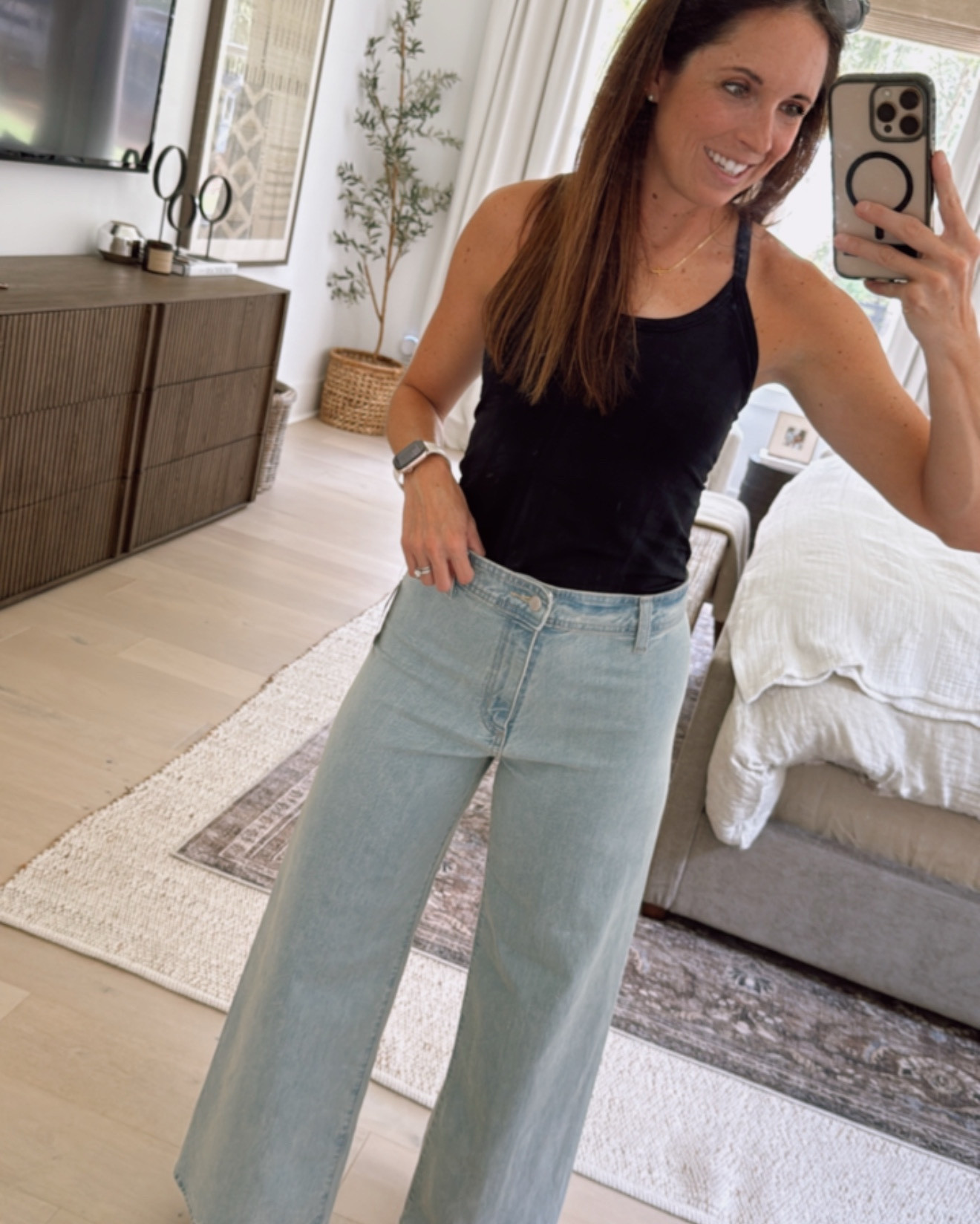 $19.99 Target high waisted jeans going viral ✨ Size up one or two sizes 🤍 #target #jeans 

#LTKSaleAlert #LTKFindsUnder50 #LTKFamily