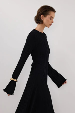 SYLVIA BLACK KNIT MIDI DRESS | DISSH