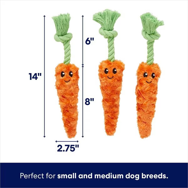 Frisco Easter Carrot Plush with Rope Dog Toy, Small/Medium, 3 count | Chewy.com