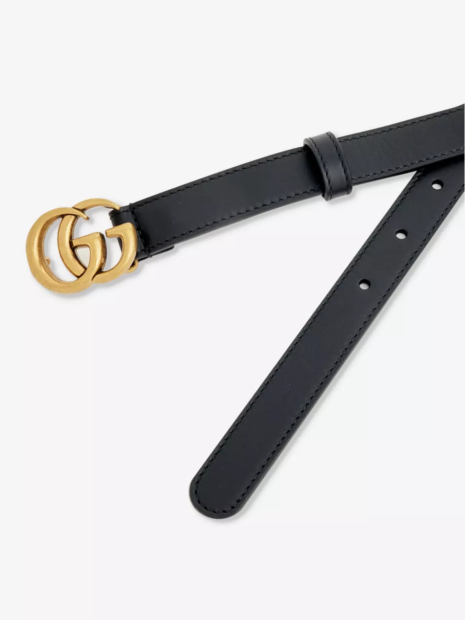 Logo-buckle small leather belt | Selfridges