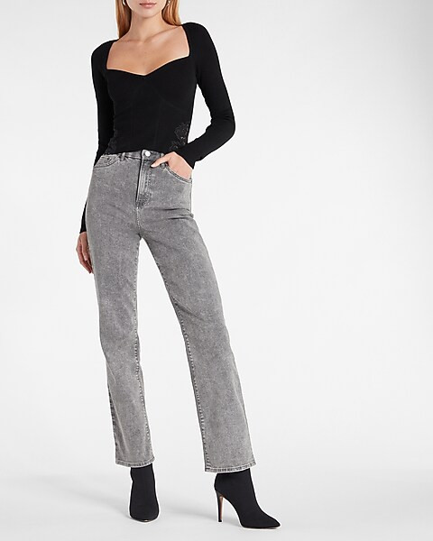 Body Contour Lace Piece Cropped Sweater | Express