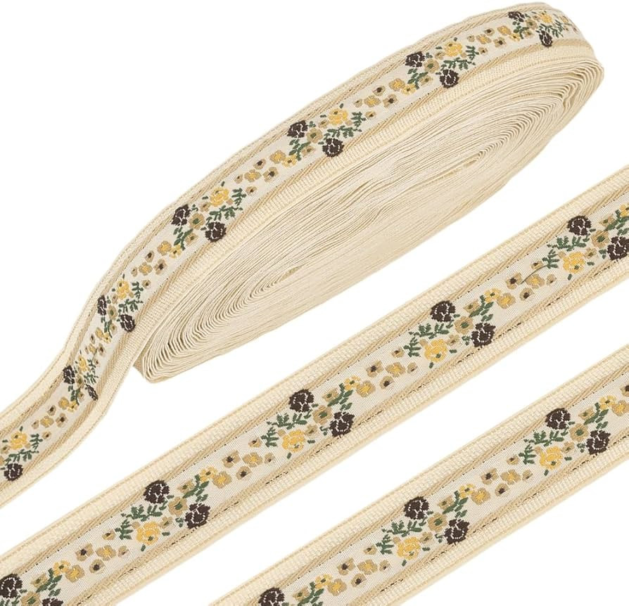 arricraft 11 Yards Antique White Flowers Jacquard Ribbon, 1.1in Wide Ethnic Embroidered Boho Sewi... | Amazon (US)