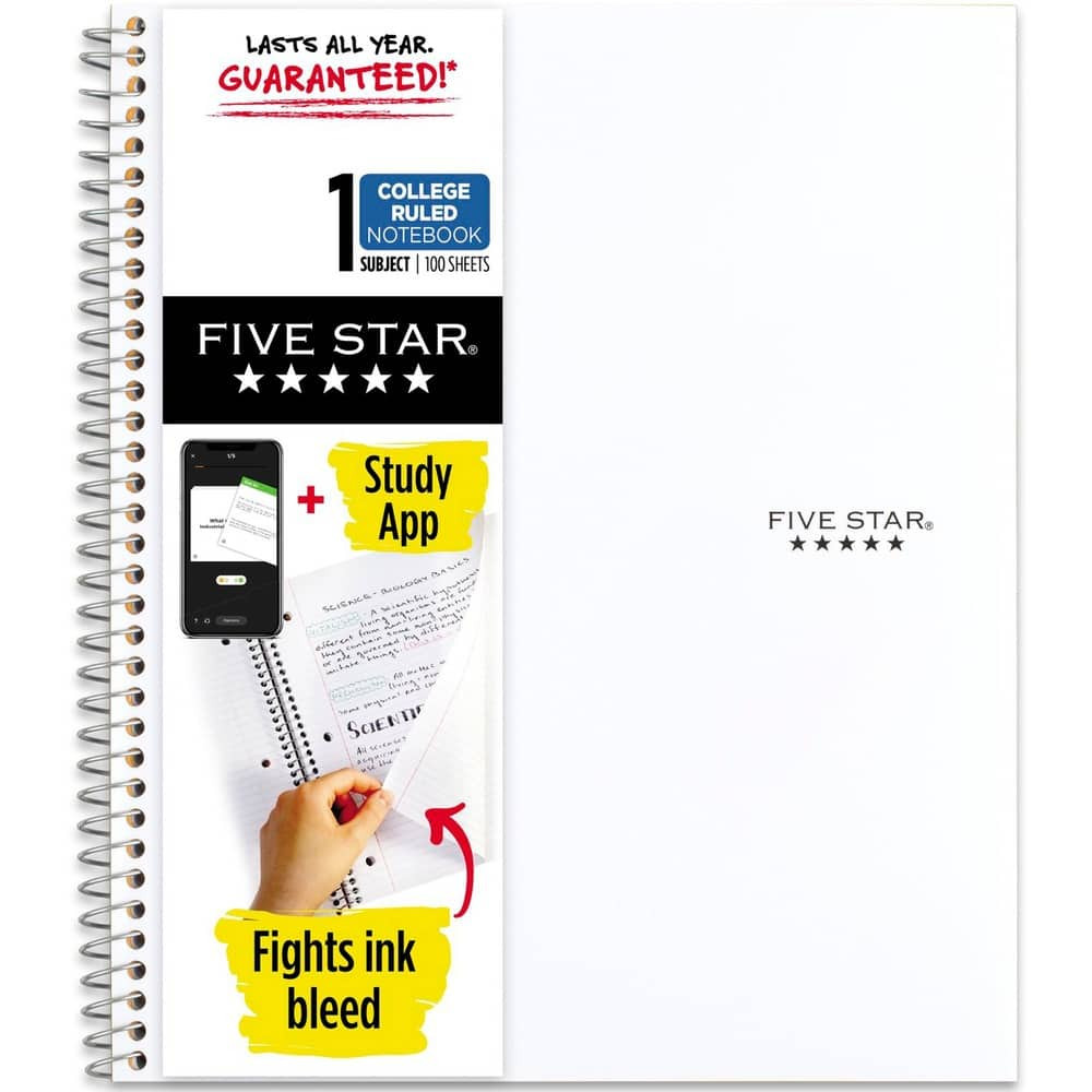 Mead - Five Star Wirebound Notebook, 1 Subject, College Ruled, 11"" x 8 1/2"" , White | Best Buy U.S.
