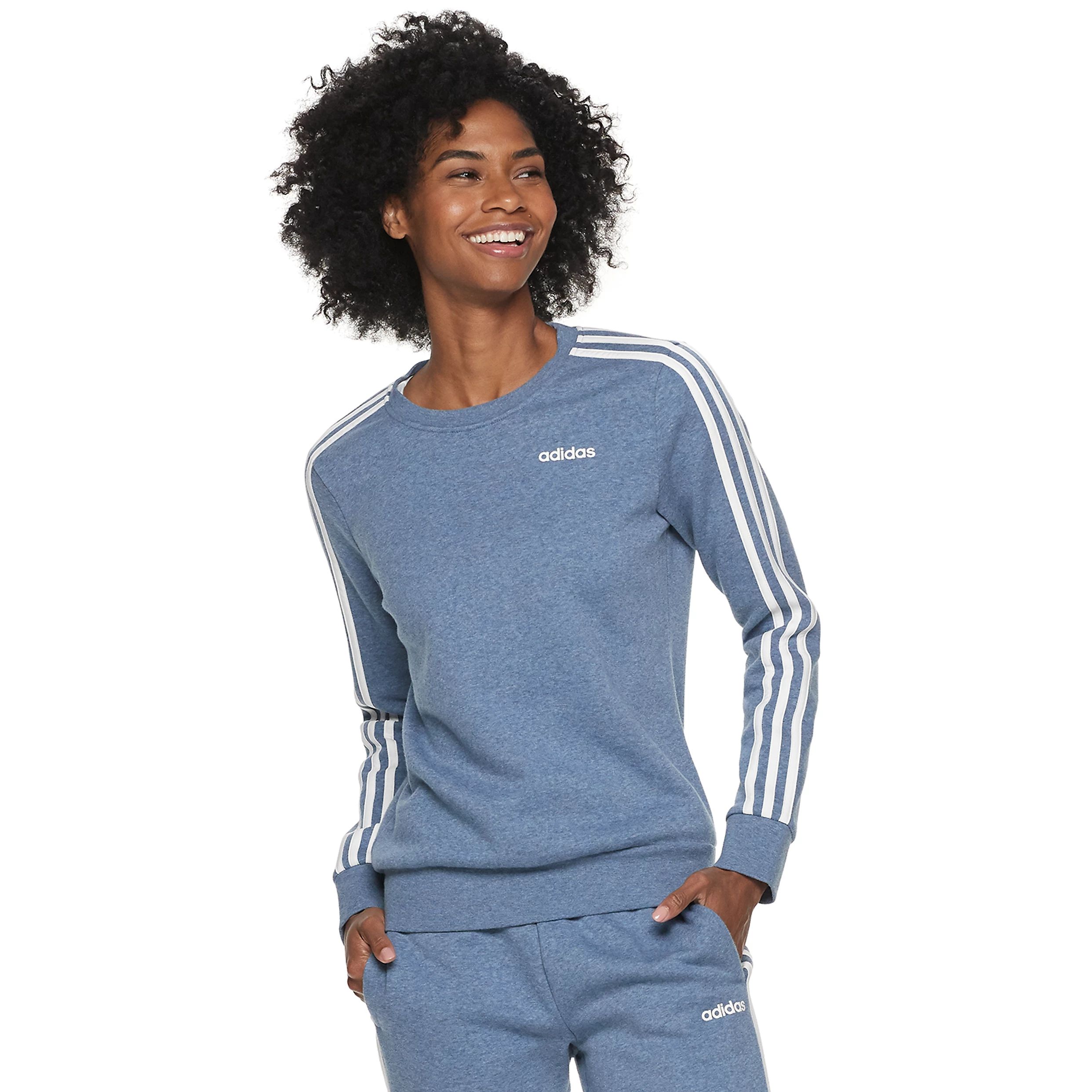 Women's adidas 3 Stripe Fleece Crewneck Sweatshirt | Kohl's