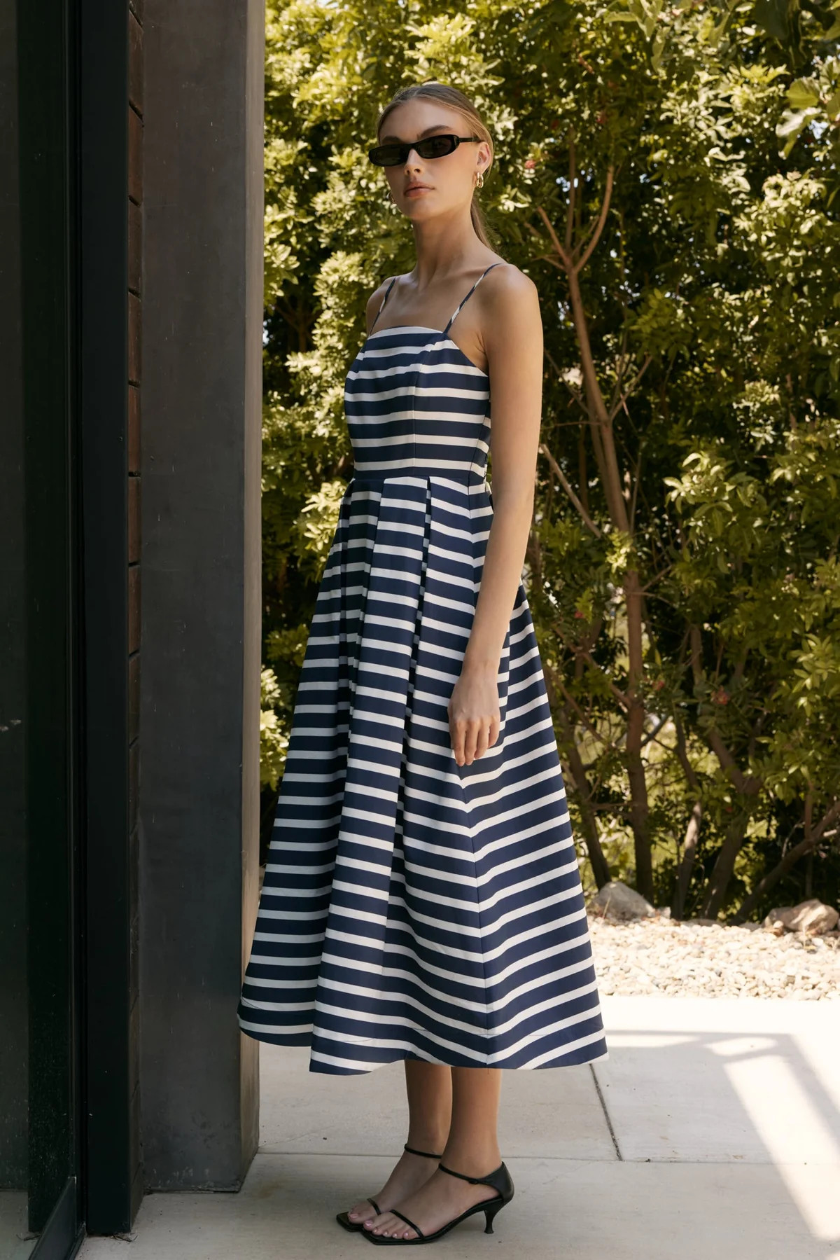 Striped Pleated Midi Dress | OBJECTRARE