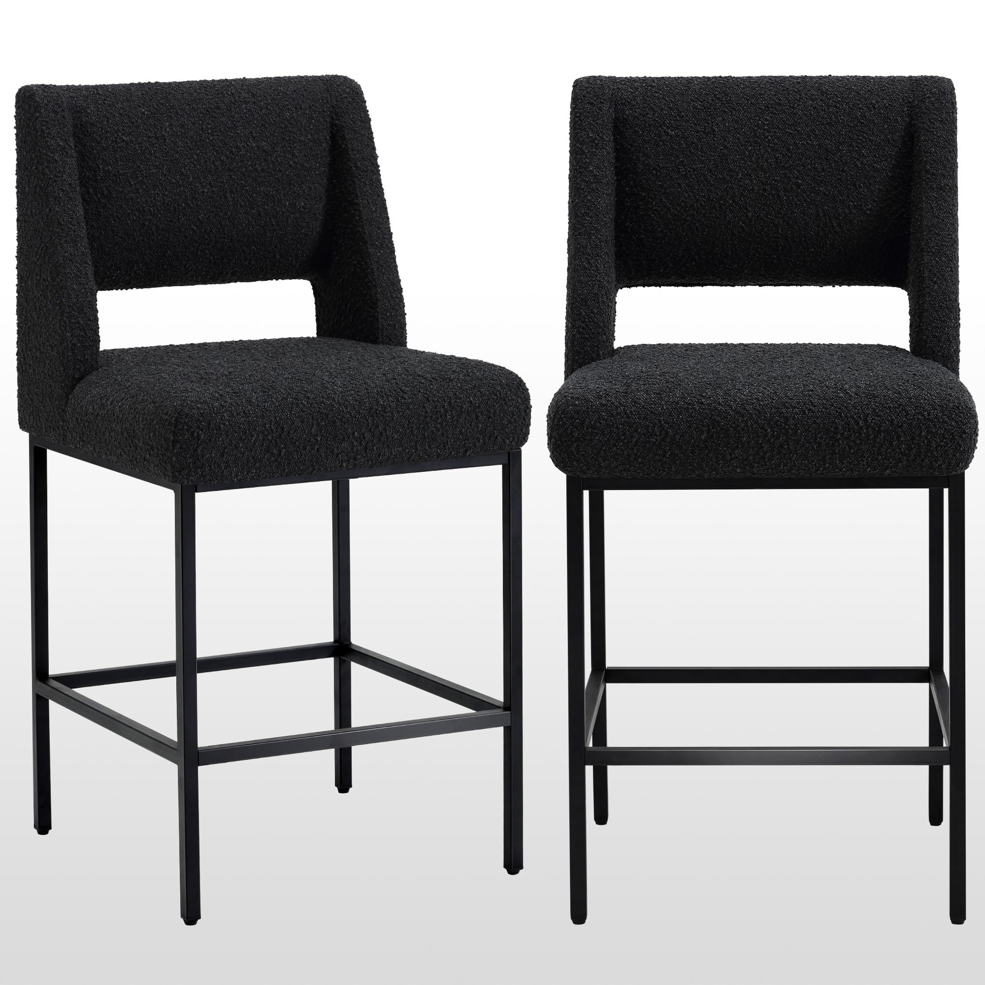 Zesthouse Counter Height Stools Set of 2, Upholstered Boucle Fabric Barstools with Backs, 26" Mod... | Amazon (US)