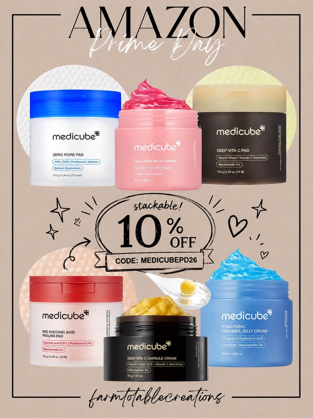 MEDICUBE Prime Day Favorites 💙✨

If you’ve been waiting to stock up on skincare, now’s the time! These MEDICUBE best-sellers are included in the Prime Day deals, and you can stack even more savings with code MEDICUBEPD26 for an extra 10% off. From pore-refining pads to the viral Collagen Jelly Cream, these are some of my most-used skincare staples.

The Deep Vita C collection gives the prettiest glow, the Zero Pore Pads help keep skin smooth and clear, and the Hyaluronic Ceramide Jelly Cream is perfect for locking in hydration. These are the deals I’m adding to cart before they’re gone!

Follow @farmtotablecreations on Instagram for more cozy home finds and trending decor.

#LTKBeauty #LTKSaleAlert #AmazonPrimeDay #PrimeDayDeals #Medicube #SkincareFinds #BeautyDeals #KBeauty #AmazonFinds #LTKUnder50 #GlowySkin #SkincareRoutine #PrimeDayFavorites #BeautyMustHaves #FarmToTableCreations

#LTKSaleAlert #LTKBeauty #LTKOver40