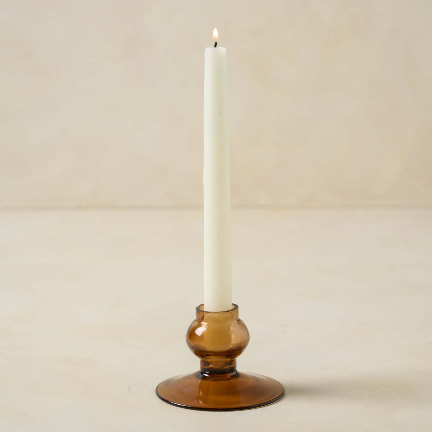 Bailey Amber Glass Taper Holder | Magnolia