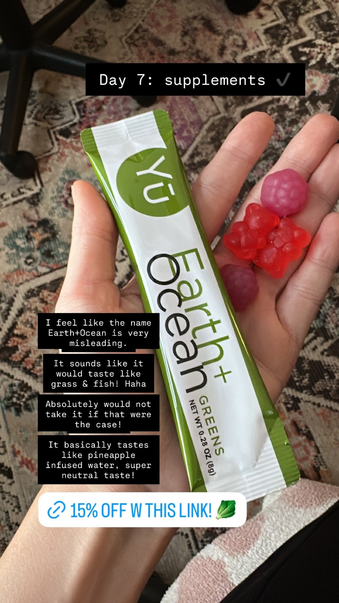 I feel like the name Earth+Ocean is very misleading. 

It sounds like it would taste like grass & fish! Haha 

Absolutely would not take it if that were the case! 

It basically tastes like pineapple infused water, super neutral taste! Day 7: supplements ✔️

#LTKselfcare #LTKfitnessgoals #LTKmorningroutine