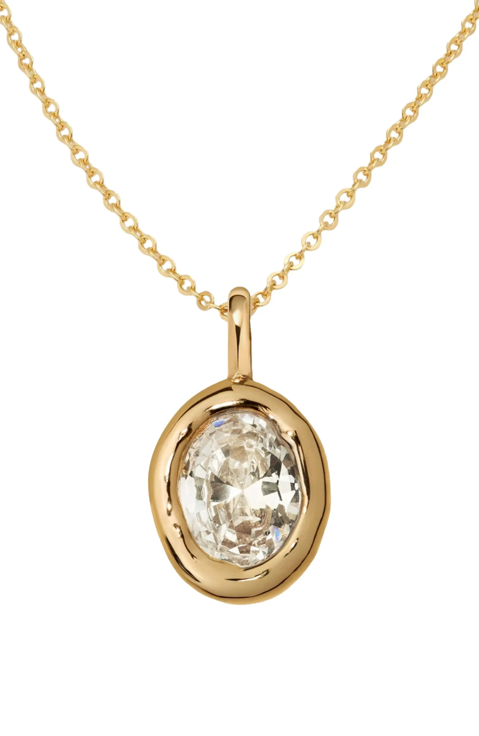 MADE BY MARY Tova Bezel Set Organic Charm Necklace in Silver at Nordstrom, Size 16 | Nordstrom