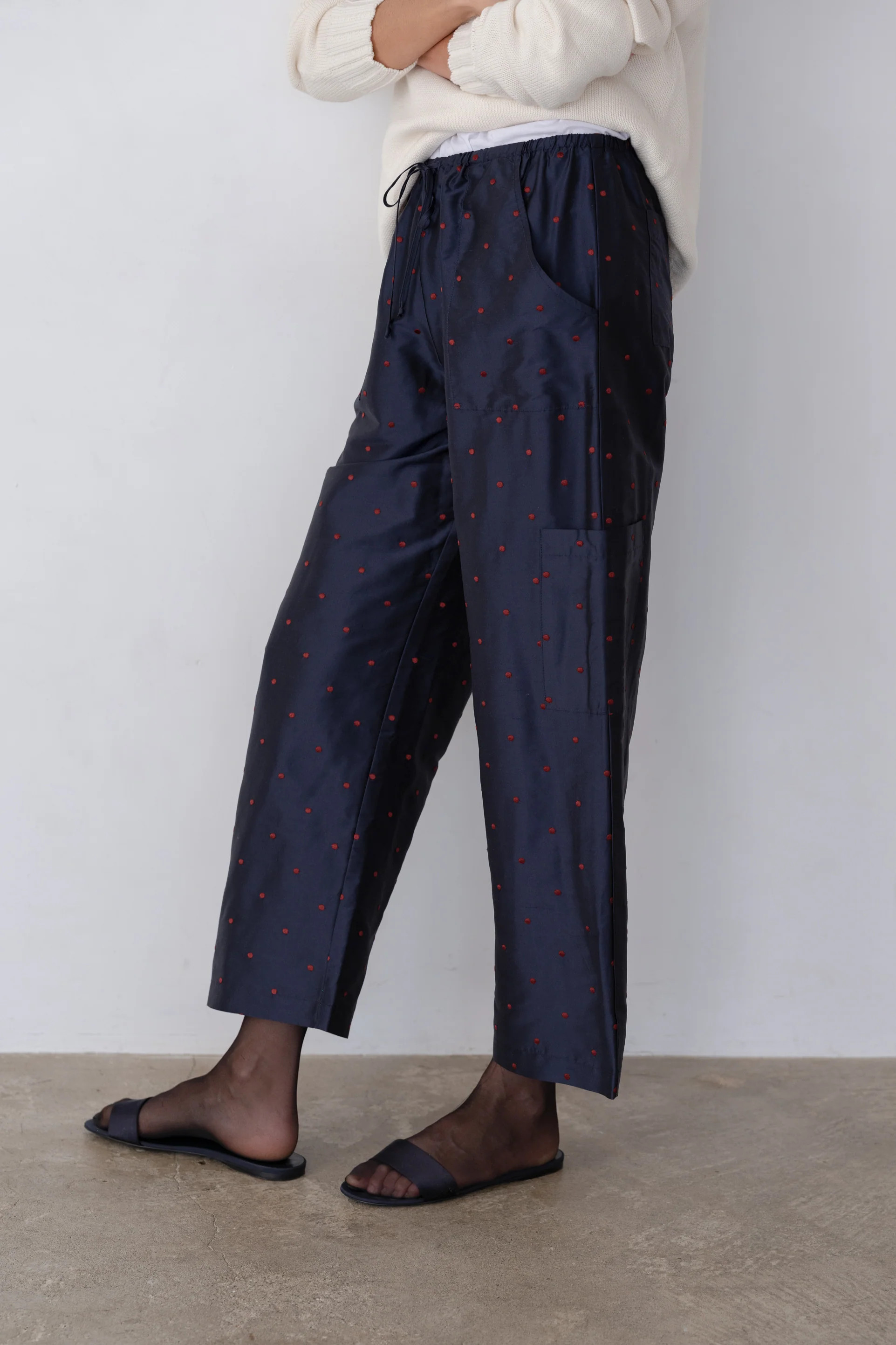 The Taffeta Polka Drawstring Cargo Pant | DONNI.