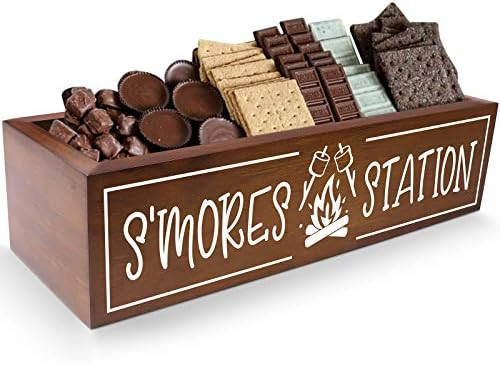 Zingoetrie S'Mores Station Box S'Mores Bar Holder Farmhouse Kitchen Decor Rustic Smores Roasting Sta | Amazon (US)