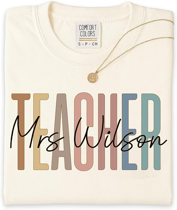 Comfort Color Personalized Teacher Shirts Sweatshirt Hoodie For Women, Custom Teacher Gifts, Teac... | Amazon (US)