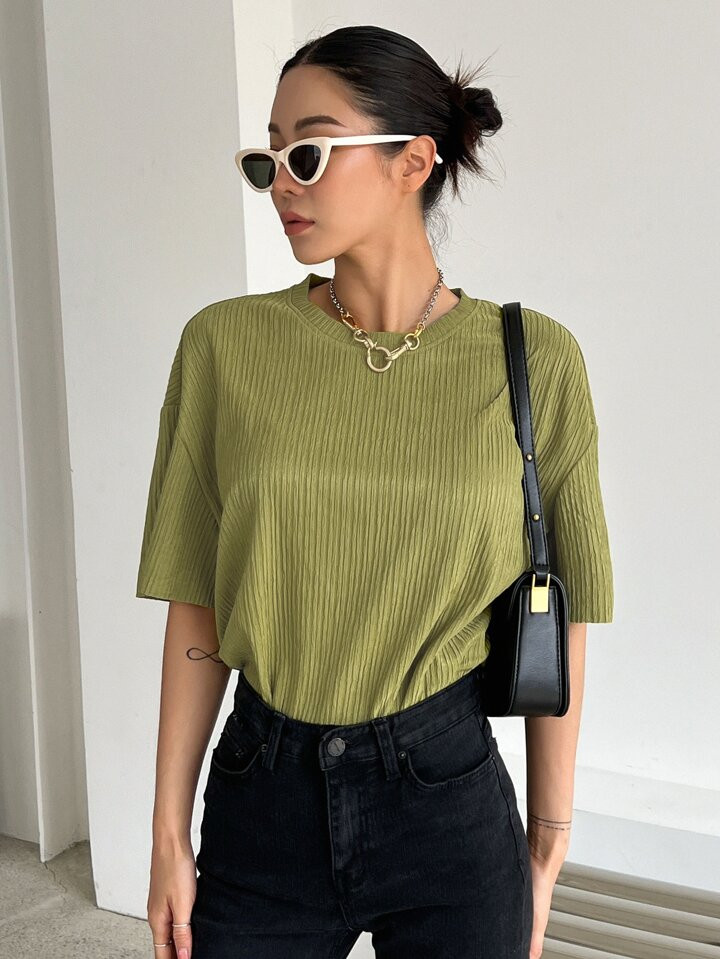 DAZY Solid Drop Shoulder Blouse | SHEIN