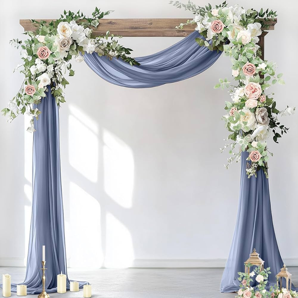 Socomi Wedding Arch Draping Fabric 1 Panel 29" x 19Ft Dusty Blue Sheer Chiffon Curtain Drapes 6 Y... | Amazon (US)
