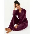 Joyspun Women’s Stretch Velour Notch Collar Top with Pants, 2-Piece Pajama Set, Sizes S to 3X | Walmart (US)