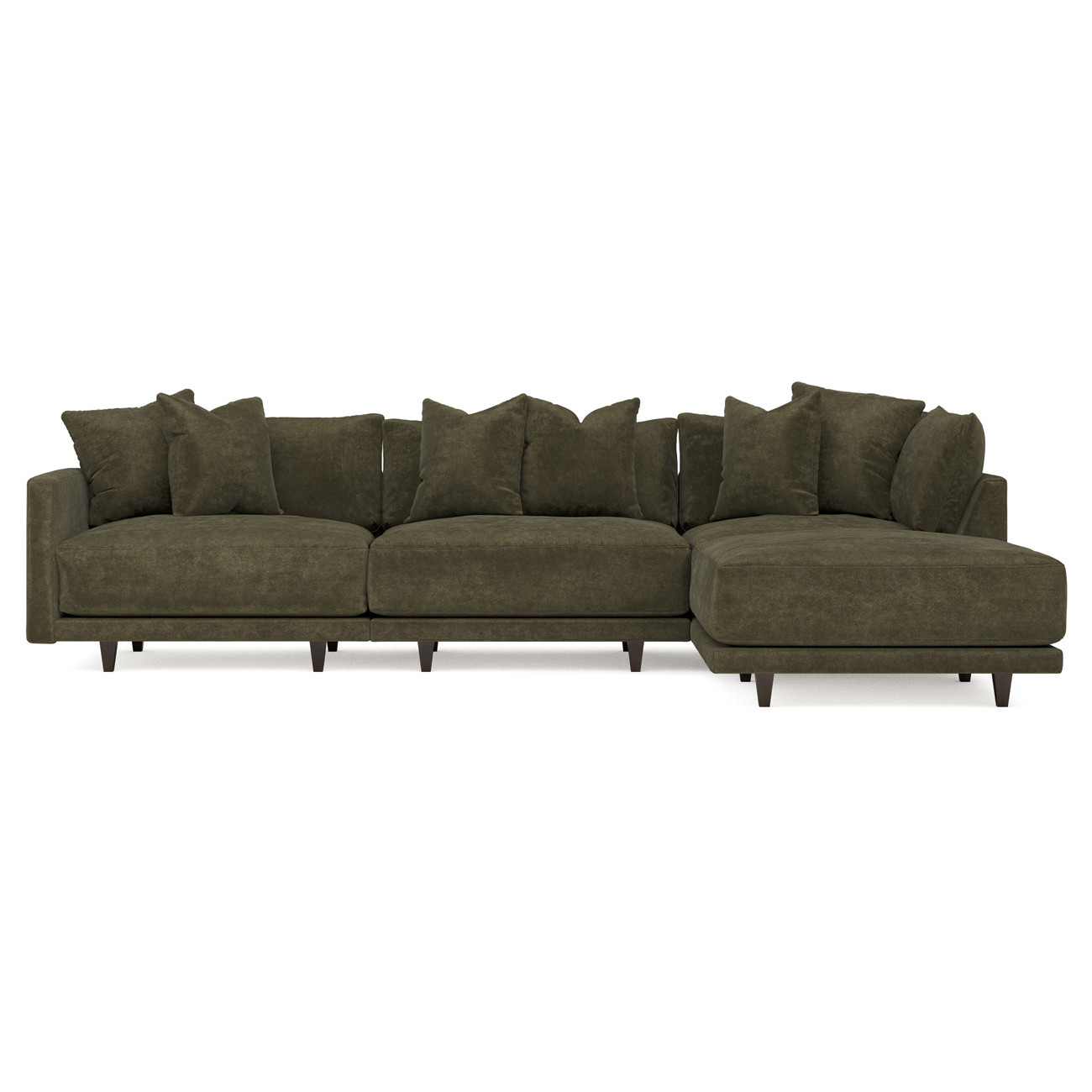 Toulouse Tuscan Olive Modular 4-Piece Chaise Sectional - Right Chaise - 129 | Kathy Kuo Home