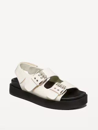 Faux-Leather Chunky Buckle Sandals | Old Navy (US)