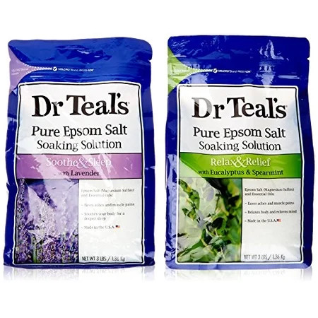 Dr. Teals Epsom Salt Soaking Solution Bundle - 1 Relax & Relief Eucalyptus Spearmint 3lbs and 1 Soot | Walmart (US)