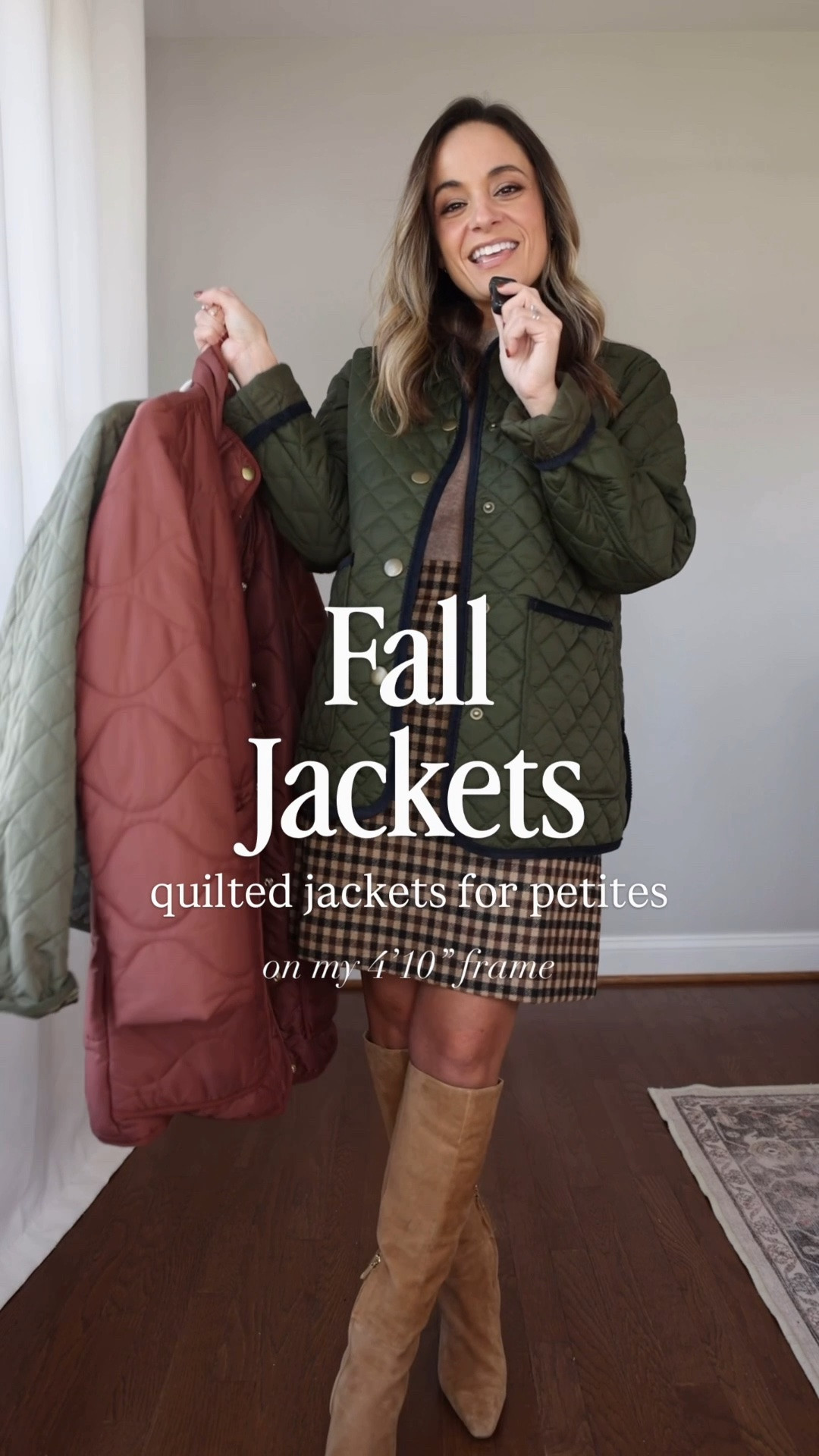 Three quilted fall jackets for petites! 

Outfit 1 
Jacket (Ann Taylor): petite xxs (sleeves cuffed)
Sweater (Quince): xs 
Skirt (JC Factory): 00 
Boots (Sam Edelman): true to size 

Outfit 2 
Jacket (BR Factory): petite xxs (sleeved cuffed)
Sweater (Madewell): xxs 
T-shirt (Old Navy): petite xs 
Jeans (Madewell): petite 24 
Shoes (Madewell): true to size 

Outfit 3 
Jacket (Quince): xs in redwood brown (sleeves cuffed) 
Sweater (Quince): xs 
T-shirt (Old Navy): petite xs 
Jeans (JC Factory): petite 24 
Sneakers (Quince): size up 1/2 size 

Fall jackets, fall outfits, petite fashion

#LTKPetite