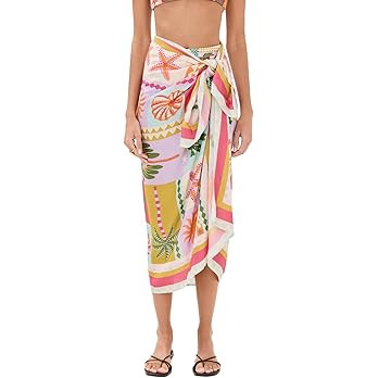 Amazon.com: Talakeno Womens Swimwear Cover Up Skirt 67x45 Summer Beach Long Sarong Swimsuit Flora... | Amazon (US)