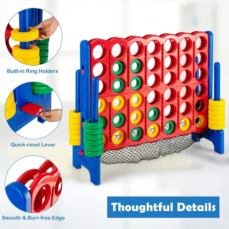 Costway 4-to-Score Giant Game Set 4-in-a-Row Connect Game W/Net Storage for Kids & Adult | Walmart (US)