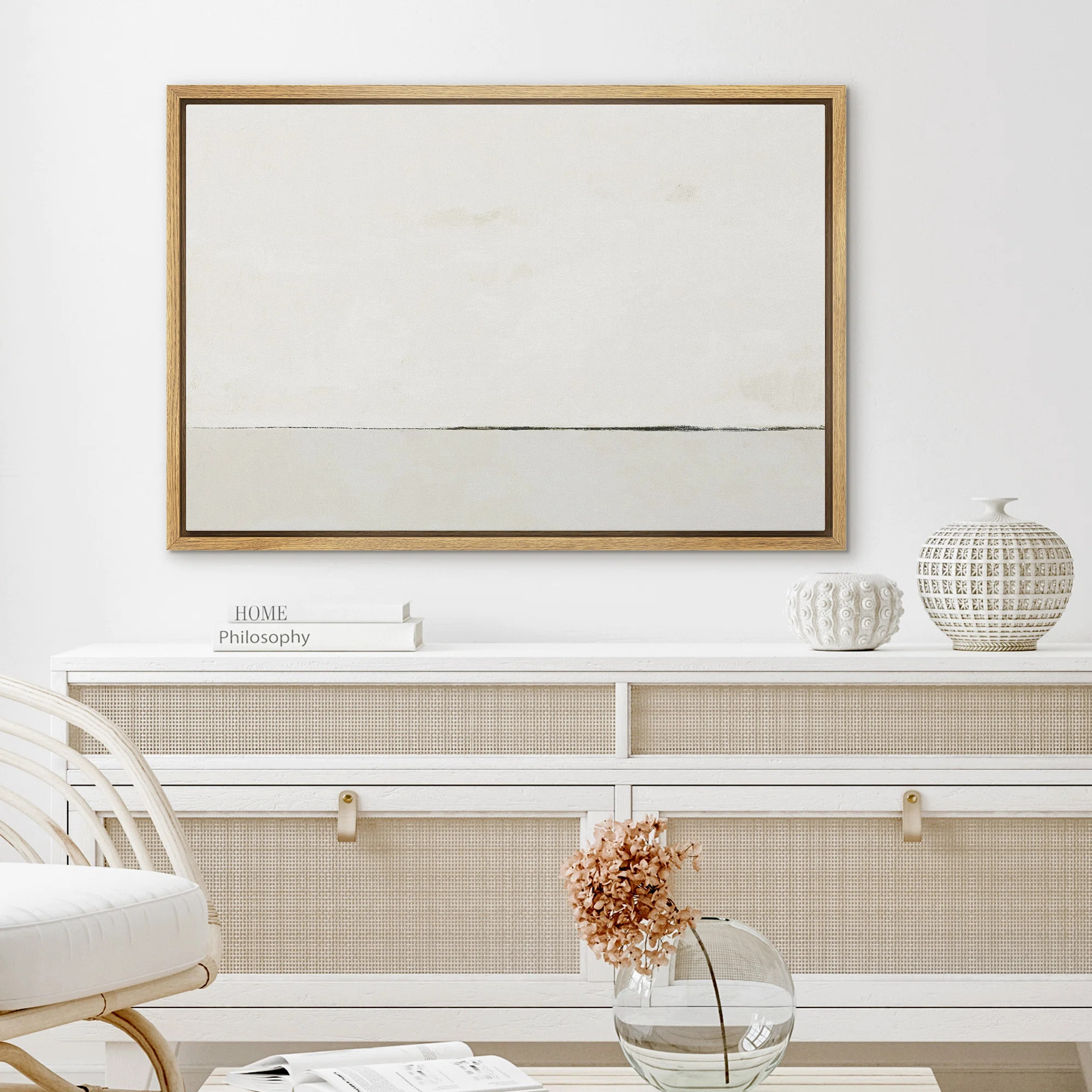 Contemporary Simple & Minimal Neutral Modern Pictures Home Decor - Framed Canvas Print Wall Art W... | Wayfair North America