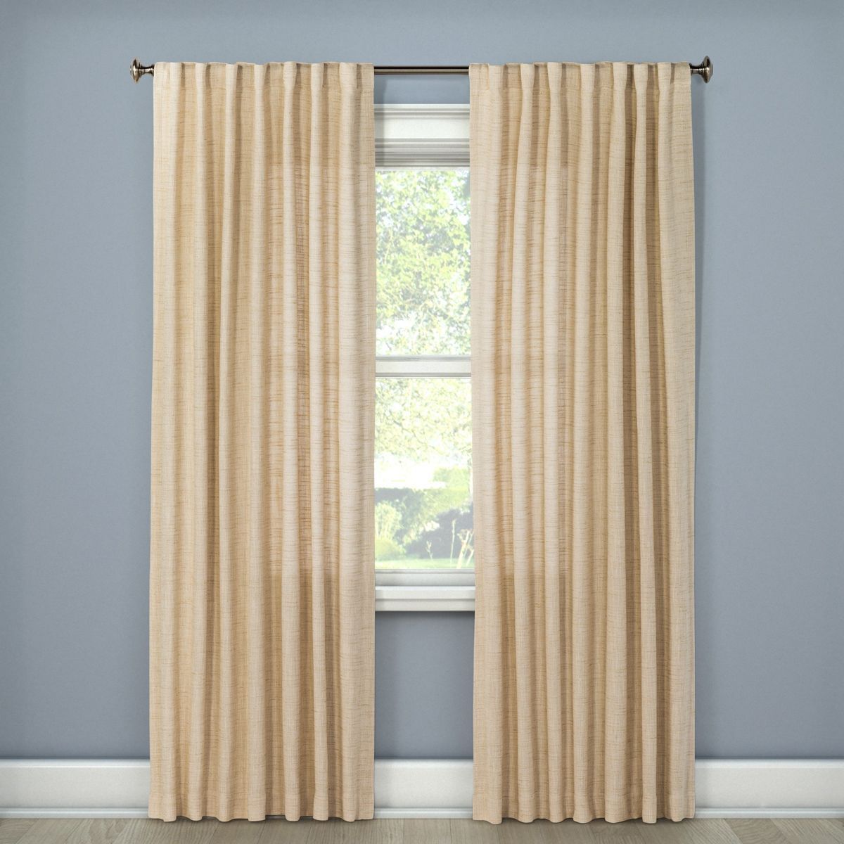 1pc Light Filtering Textured Weave Window Curtain Panel Cream - Threshold™ | Target