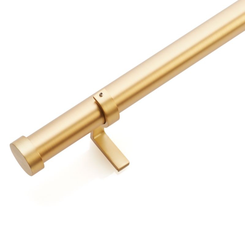 CB Brushed Brass 1.25"dia.x88"-120" Curtain Rod Set | Crate & Barrel