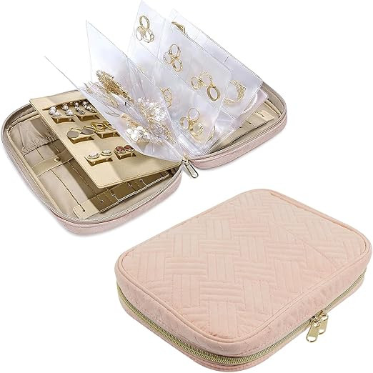 UI U & I Travel Jewelry Organizer Case Bag, Transparent Jewelry Storage Book Organizer with 5 Lar... | Amazon (US)