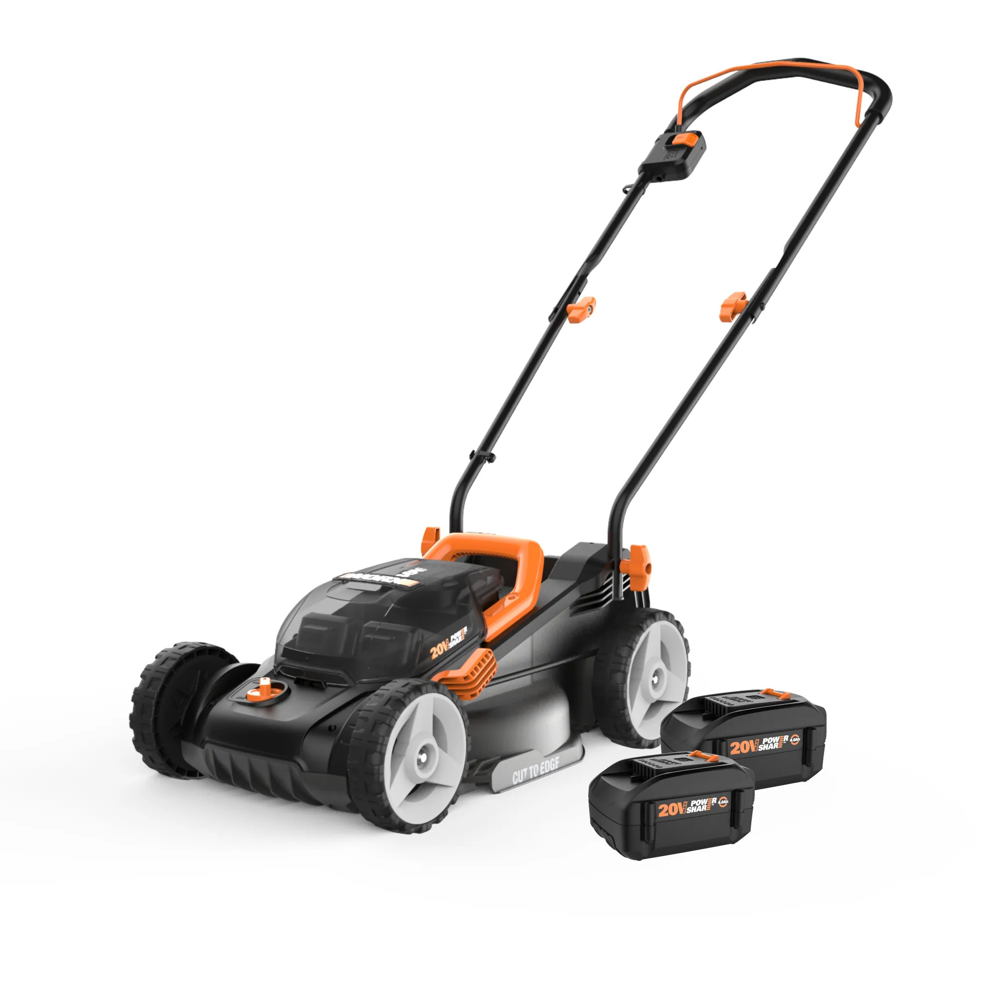 WORX Power Share 40-volt, 14-in Push Walk Mower with (2 x 20-volt) 4 Ah Batteries, Bagger Not Included | WG779.1 | Lowe's