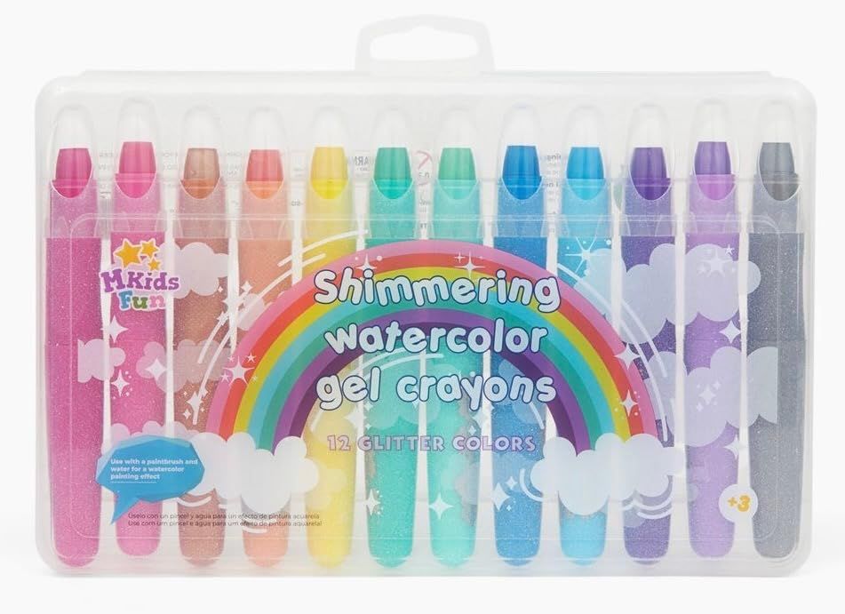 Mkidsfun Shimmering Watercolor Gel Crayons - NEW formula upgraded. 12 Sparkle crayons - Washable ... | Amazon (US)