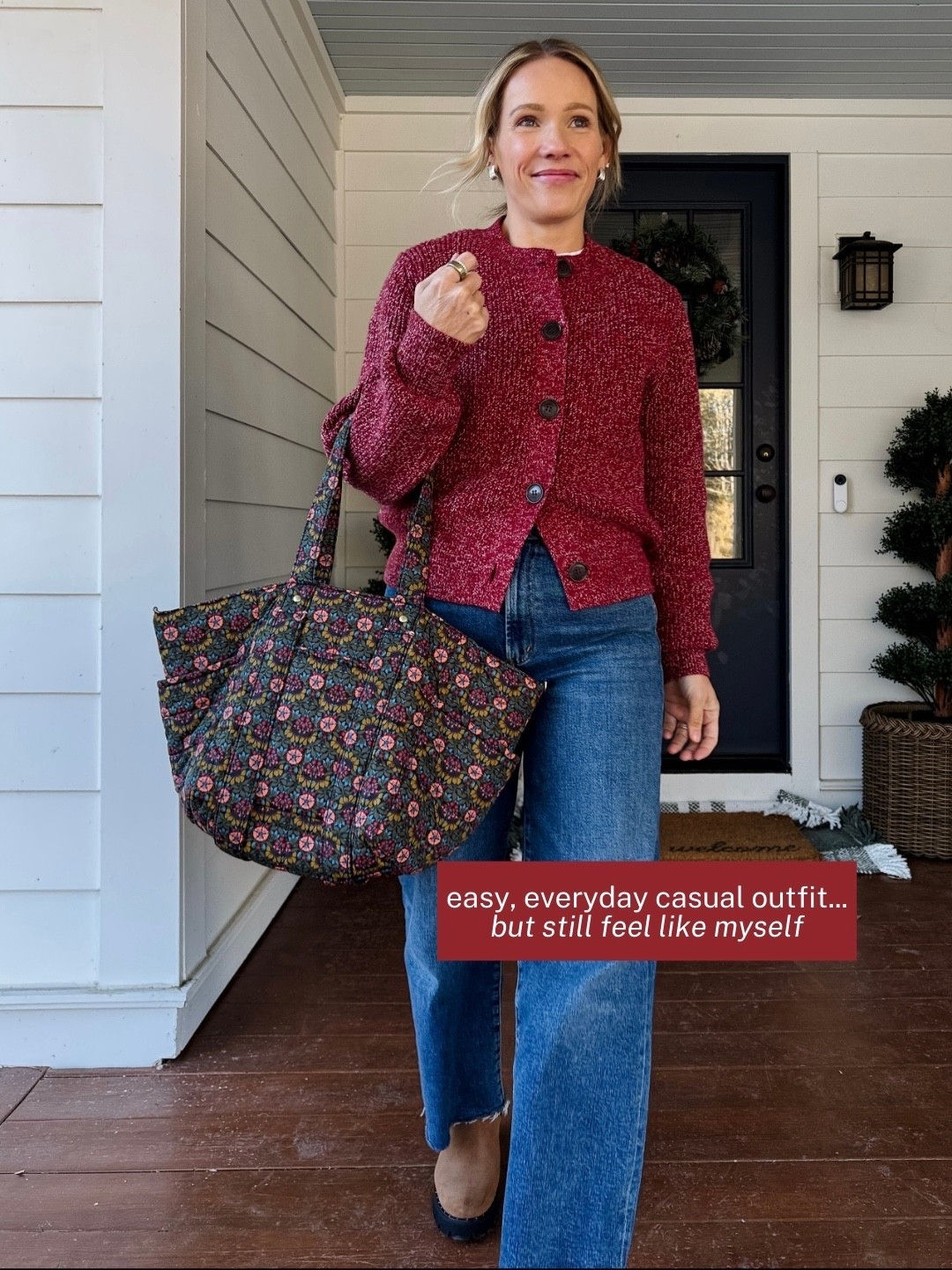 In between a small and xs in Varley and wearing the xs cardigan sweater, also the coordinating sweatpants I have in xs, 25L (5'3") Madewell favorite white tee wearing my regular size small, Agolde Harper crop jeans great fit with the perfect hint of stretch my wash is sold out so linked similar, also the 90's crop I own and love, Clare V everyday tote, Fred Salvador rain resistant boots true to size and very worth it, similar Heaven Mayhem silver earrings, EBY underwear size up to medium, J.Crew socks ~ xo, Claire 

#LTKmomlife #LTKSeasonal #LTKootd