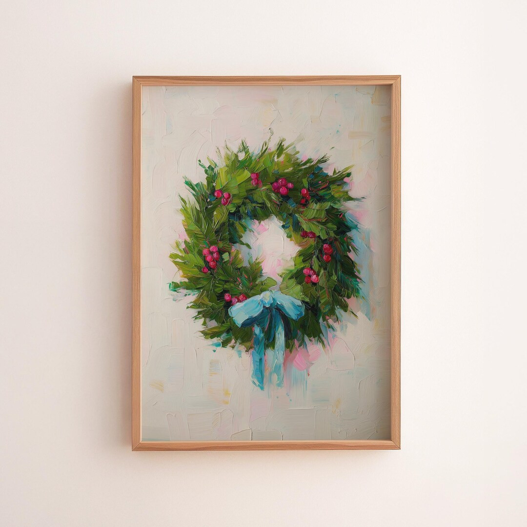 Holly Berry Wreath Print: Vintage Christmas Cottagecore Wall Art (digital Download) - Etsy | Etsy (US)