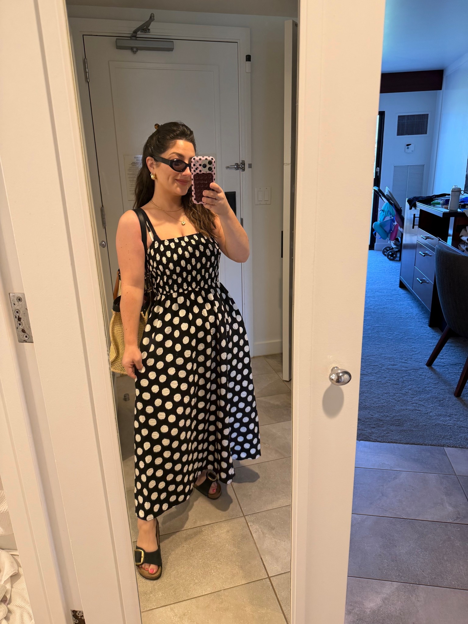 Cute polka dot dress for vacation!! 
Size small

5'0" 140lbs 

#LTKootd #LTKTravel #LTKPetite
