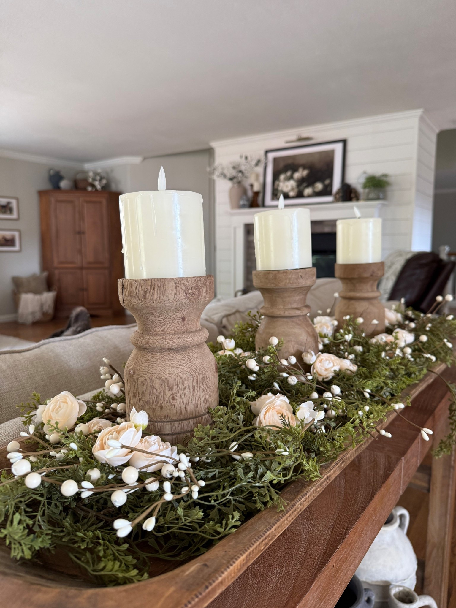 Spring in a simple, beautiful way. 🌿
This little centerpiece started with an antique-style dough bowl tray, layered with soft garland, pip berries, and the most realistic tulips — simple, natural, and so pretty. Two million views later, I’m honestly so grateful for all the love on the original! 💛

The candle holders you see are vintage, but if you’re looking for a similar feel, there’s an Etsy maker who makes gorgeous options — or you can find something just as lovely on Amazon. I’ll share links below so you can recreate this fresh spring look in your own home. ✨
Simple touches, big impact — that’s spring in a bowl. 🌷

#LTKstorytime #LTKSeasonal #LTKHome