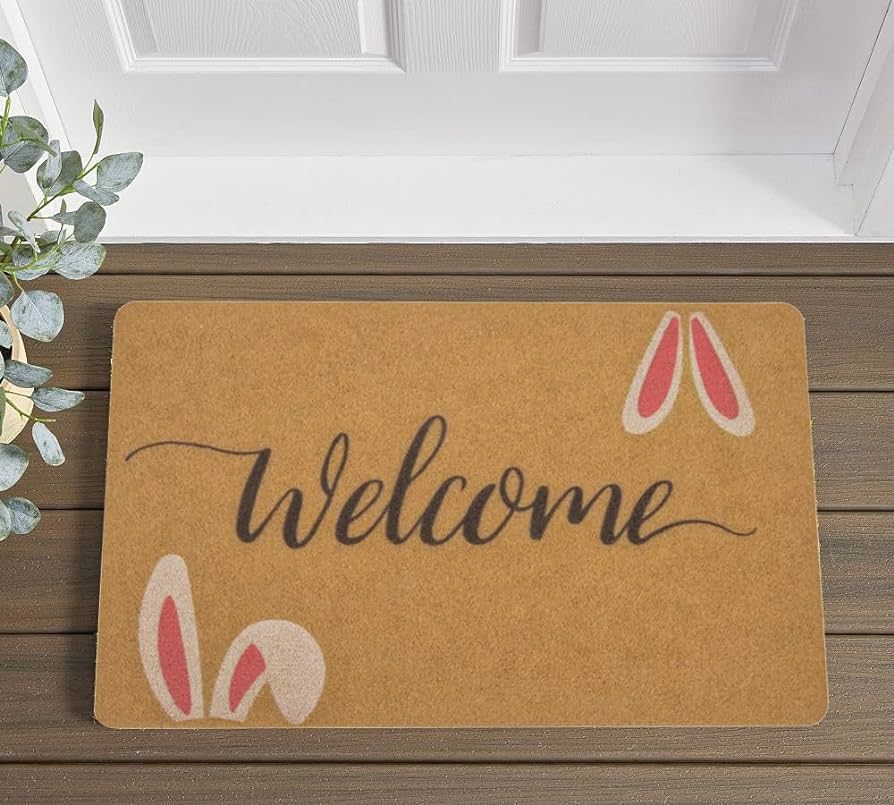 Easter-Welcome-Doormat Bunny-Rabbit Mat - Non-Slip Coir Doormat Spring Front Door Mat for Home De... | Amazon (US)