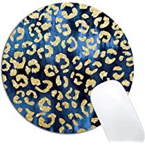 Leopard Gold Watercolor Navy Blue Mouse Pad Round Non-Slip Rubber Mousepad Laptop Office Computer De | Amazon (US)