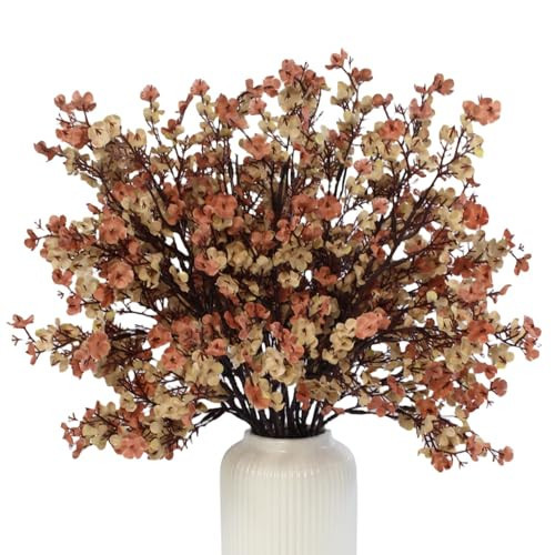 10 Pcs Baby's Breath Artificial Flowers, Silk Flowers Gypsophila, Faux Flowers Artificial for Fall Decoration, Floral Arrangement, Wedding Bouquets, Home Table Centerpieces (10, Pale Coffee) | Amazon (US)