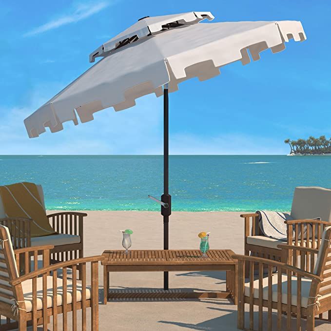 Safavieh PAT8200K Outdoor Zimmerman White 9-Foot Double Top Market UV Protected Umbrella | Amazon (US)