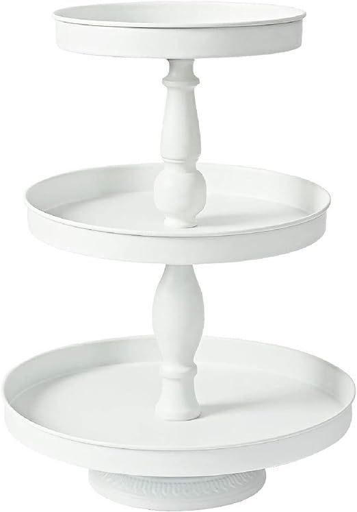 Donosura 3 Tier Cupcake Stand Holder - White, Serving Tray for 50 Cupcakes, Farmhouse Rustic Meta... | Amazon (US)